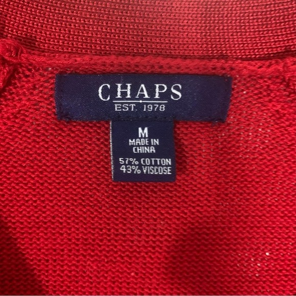 Chaps Women Cardigan Button Sweater V-neck Holly Red Medium - Picture 3 of 7